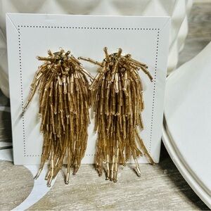 Stella & Dot Fireworks Beaded Post Statement Earrings Champagne Golden NEW